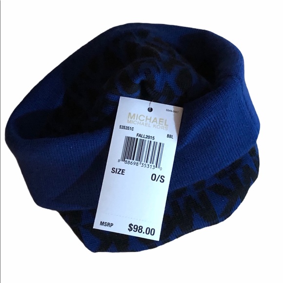 New With Tags Vintage 90’s Y2K Style Michael Kors MK Logo Winter Hat Beanie - Picture 3 of 6